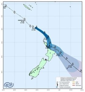 Cyclone gabrielle path